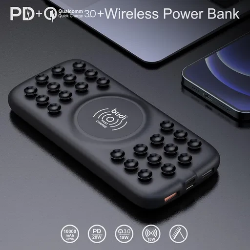 پاوربانک بودی 10000 میلی آمپر وایرلس شارژ 20 وات مدل Budi PB099B
