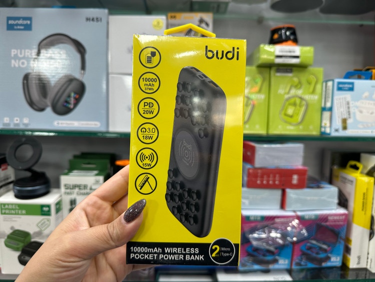 پاوربانک بودی 10000 میلی آمپر وایرلس شارژ 20 وات مدل Budi PB099B
